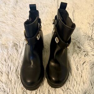 Sophia Taylor Jewel Embellished Black Round Toe Bootie